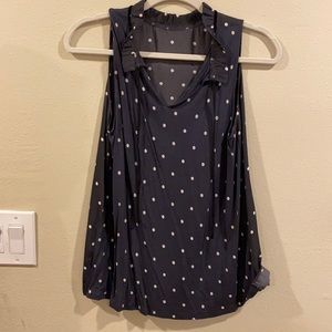 Navy polka dot blouse
